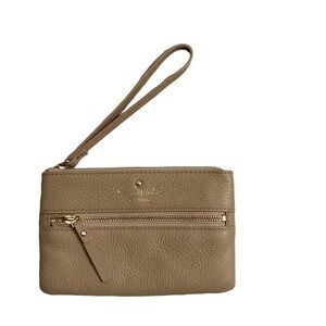 Kate spade neutral dark beige light tan wristlet bag